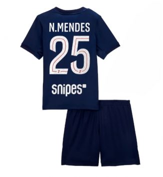 Paris Saint-Germain Nuno Mendes #25 Thuis tenue Kids 2025-26 Voetbalshirt Korte Mouw + Shorts