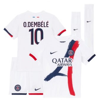 Paris Saint-Germain Ousmane Dembele #10 Uit tenue Kids 2025-26 Voetbalshirt Korte Mouw + Shorts