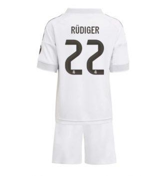 Real Madrid Antonio Rudiger #22 Thuis tenue Kids 2025-26 Voetbalshirt Korte Mouw + Shorts