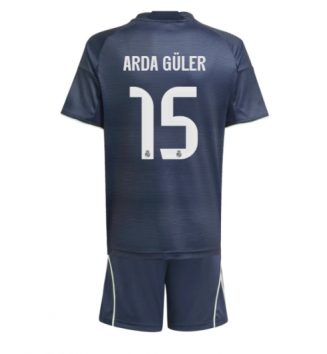 Real Madrid Arda Guler #15 Uit tenue Kids 2025-26 Voetbalshirt Korte Mouw + Shorts