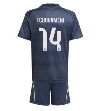 Real Madrid Aurelien Tchouameni #14 Uit tenue Kids 2025-26 Voetbalshirt Korte Mouw + Shorts