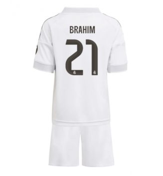 Real Madrid Brahim Diaz #21 Thuis tenue Kids 2025-26 Voetbalshirt Korte Mouw + Shorts