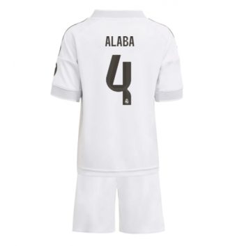 Real Madrid David Alaba #4 Thuis tenue Kids 2025-26 Voetbalshirt Korte Mouw + Shorts