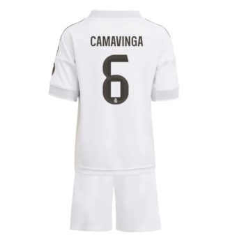 Real Madrid Eduardo Camavinga #6 Thuis tenue Kids 2025-26 Voetbalshirt Korte Mouw + Shorts