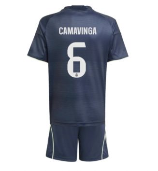 Real Madrid Eduardo Camavinga #6 Uit tenue Kids 2025-26 Voetbalshirt Korte Mouw + Shorts