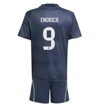 Real Madrid Endrick #9 Uit tenue Kids 2025-26 Voetbalshirt Korte Mouw + Shorts