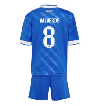 Real Madrid Federico Valverde #8 Derde tenue Kids 2025-26 Voetbalshirt Korte Mouw + Shorts