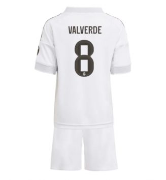 Real Madrid Federico Valverde #8 Thuis tenue Kids 2025-26 Voetbalshirt Korte Mouw + Shorts