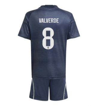 Real Madrid Federico Valverde #8 Uit tenue Kids 2025-26 Voetbalshirt Korte Mouw + Shorts