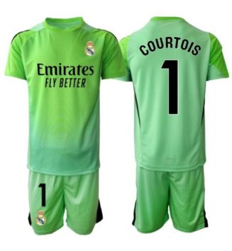 Real Madrid Thibaut Courtois #1 Keeper Uit tenue Kids 2025-26 Voetbalshirt Korte Mouw + Shorts