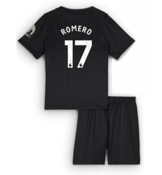 Tottenham Hotspur Cristian Romero #17 Uit tenue Kids 2025-26 Voetbalshirt Korte Mouw + Shorts