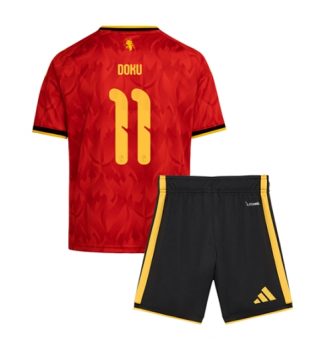 België Jeremy Doku #11 Thuis tenue Kids WK 2026 Voetbalshirt Korte Mouw + Shorts
