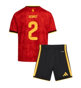 België Zeno Debast #2 Thuis tenue Kids WK 2026 Voetbalshirt Korte Mouw + Shorts