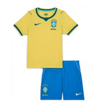 Brazilië Thuis tenue Kids WK 2026 Voetbalshirt Korte Mouw + Shorts