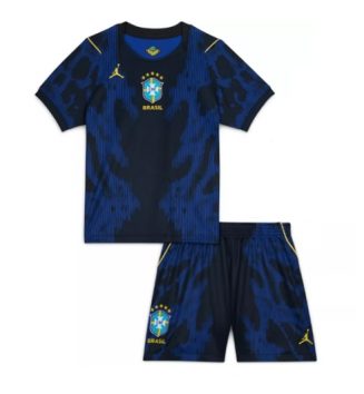 Brazilië Uit tenue Kids WK 2026 Voetbalshirt Korte Mouw + Shorts