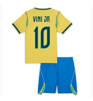 Brazilië Vinicius Junior #10 Thuis tenue Kids WK 2026 Voetbalshirt Korte Mouw + Shorts