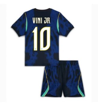 Brazilië Vinicius Junior #10 Uit tenue Kids WK 2026 Voetbalshirt Korte Mouw + Shorts