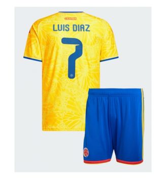 Colombia Luis Diaz #7 Thuis tenue Kids WK 2026 Voetbalshirt Korte Mouw + Shorts