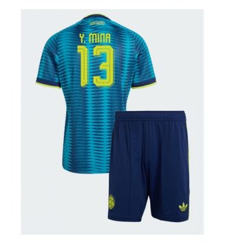 Colombia Yerry Mina #13 Uit tenue Kids WK 2026 Voetbalshirt Korte Mouw + Shorts
