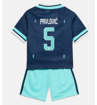 Duitsland Aleksandar Pavlovic #5 Uit tenue Kids WK 2026 Voetbalshirt Korte Mouw + Shorts