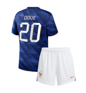 Frankrijk Desire Doue #20 Thuis tenue Kids WK 2026 Voetbalshirt Korte Mouw + Shorts