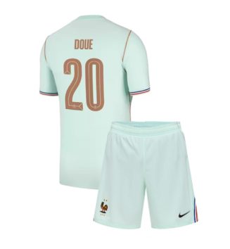 Frankrijk Desire Doue #20 Uit tenue Kids WK 2026 Voetbalshirt Korte Mouw + Shorts