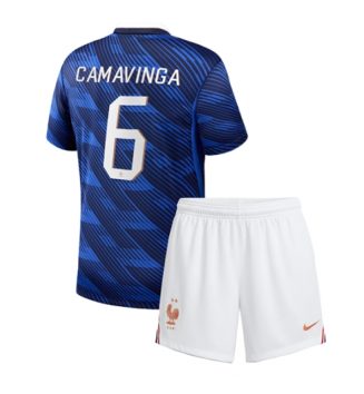 Frankrijk Eduardo Camavinga #6 Thuis tenue Kids WK 2026 Voetbalshirt Korte Mouw + Shorts