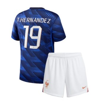Frankrijk Theo Hernandez #19 Thuis tenue Kids WK 2026 Voetbalshirt Korte Mouw + Shorts