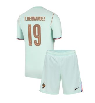 Frankrijk Theo Hernandez #19 Uit tenue Kids WK 2026 Voetbalshirt Korte Mouw + Shorts