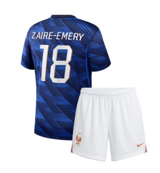 Frankrijk Warren Zaire-Emery #18 Thuis tenue Kids WK 2026 Voetbalshirt Korte Mouw + Shorts