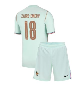 Frankrijk Warren Zaire-Emery #18 Uit tenue Kids WK 2026 Voetbalshirt Korte Mouw + Shorts