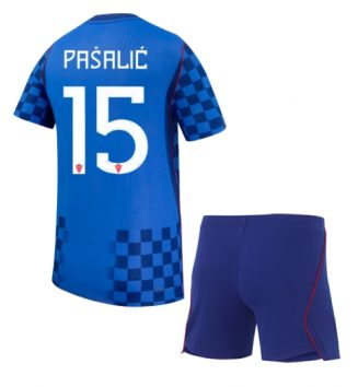 Kroatië Mario Pasalic #15 Uit tenue Kids WK 2026 Voetbalshirt Korte Mouw + Shorts