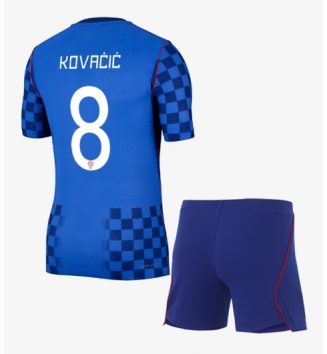 Kroatië Mateo Kovacic #8 Uit tenue Kids WK 2026 Voetbalshirt Korte Mouw + Shorts