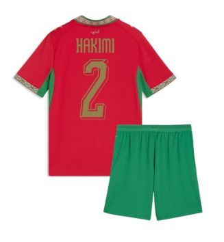 Marokko Achraf Hakimi #2 Thuis tenue Kids WK 2026 Voetbalshirt Korte Mouw + Shorts Marokko Achraf Hakimi #2 Thuis tenue Kids WK 2026 Voetbalshirt Korte Mouw + Shorts