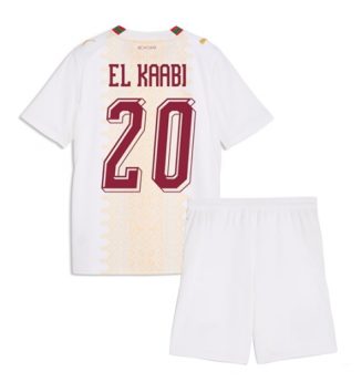 Marokko Ayoub El Kaabi #20 Uit tenue Kids WK 2026 Voetbalshirt Korte Mouw + Shorts Marokko Ayoub El Kaabi #20 Uit tenue Kids WK 2026 Voetbalshirt Korte Mouw + Shorts