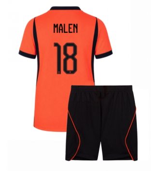 Nederland Donyell Malen #18 Thuis tenue Kids WK 2026 Voetbalshirt Korte Mouw + Shorts
