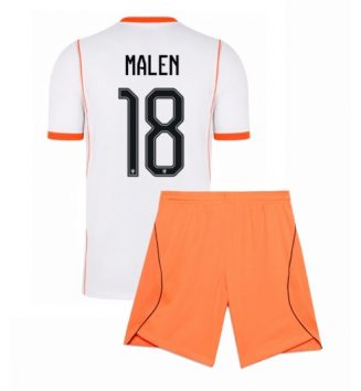 Nederland Donyell Malen #18 Uit tenue Kids WK 2026 Voetbalshirt Korte Mouw + Shorts