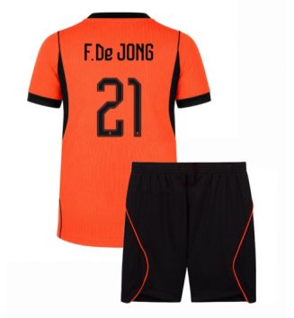 Nederland Frenkie de Jong #21 Thuis tenue Kids WK 2026 Voetbalshirt Korte Mouw + Shorts