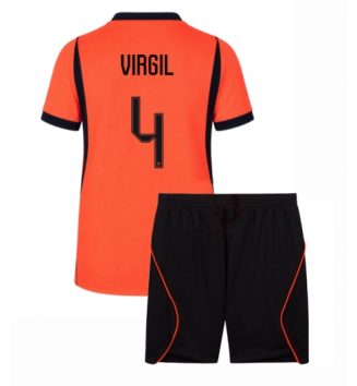 Nederland Virgil van Dijk #4 Thuis tenue Kids WK 2026 Voetbalshirt Korte Mouw + Shorts