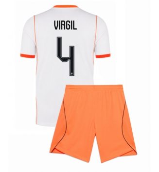 Nederland Virgil van Dijk #4 Uit tenue Kids WK 2026 Voetbalshirt Korte Mouw + Shorts