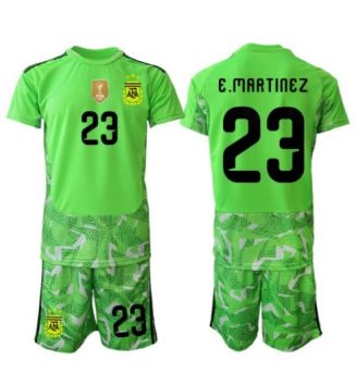 Argentinië Emiliano Martinez #23 Keeper Uit tenue Kids WK 2026 Voetbalshirt Korte Mouw + Shorts