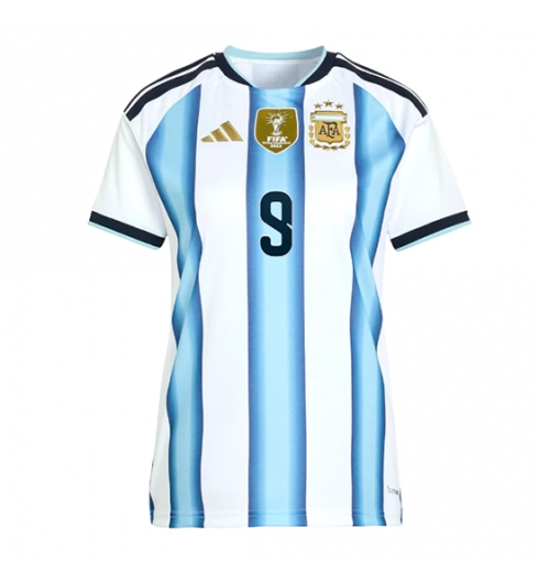 Argentinië Julian Alvarez #9 Thuis tenue Dames WK 2026 Voetbalshirt Korte Mouw 2 Argentinië Julian Alvarez #9 Thuis tenue Dames WK 2026 Voetbalshirt Korte Mouw 2
