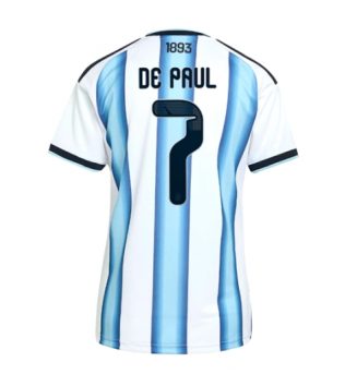 Argentinië Rodrigo De Paul #7 Thuis tenue Dames WK 2026 Voetbalshirt Korte Mouw