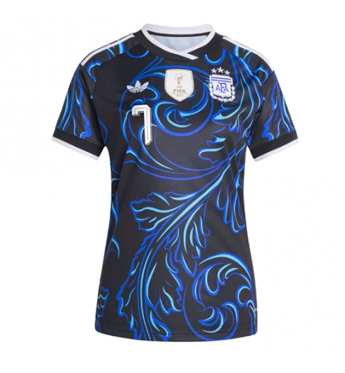 Argentinië Rodrigo De Paul #7 Uit tenue Dames WK 2026 Voetbalshirt Korte Mouw 2 Argentinië Rodrigo De Paul #7 Uit tenue Dames WK 2026 Voetbalshirt Korte Mouw 2
