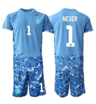 Duitsland Manuel Neuer #1 Keeper Uit tenue Kids WK 2026 Voetbalshirt Korte Mouw + Shorts Duitsland Manuel Neuer #1 Keeper Uit tenue Kids WK 2026 Voetbalshirt Korte Mouw + Shorts