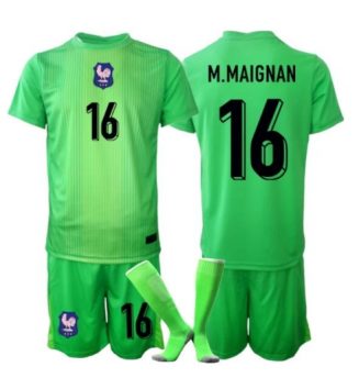 Frankrijk Mike Maignan #16 Keeper Uit tenue Kids WK 2026 Voetbalshirt Korte Mouw + Shorts Frankrijk Mike Maignan #16 Keeper Uit tenue Kids WK 2026 Voetbalshirt Korte Mouw + Shorts