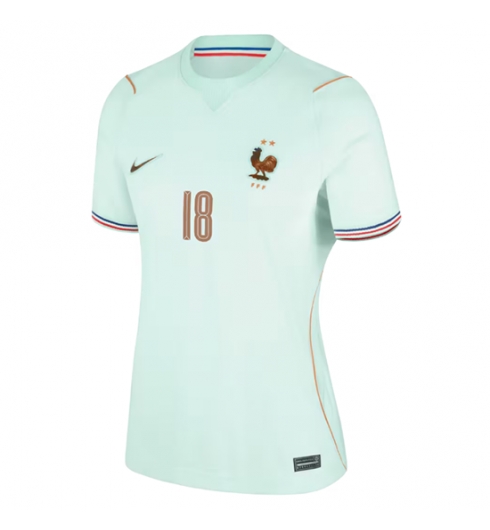 Frankrijk Warren Zaire-Emery #18 Uit tenue Dames WK 2026 Voetbalshirt Korte Mouw 2 Frankrijk Warren Zaire-Emery #18 Uit tenue Dames WK 2026 Voetbalshirt Korte Mouw 2