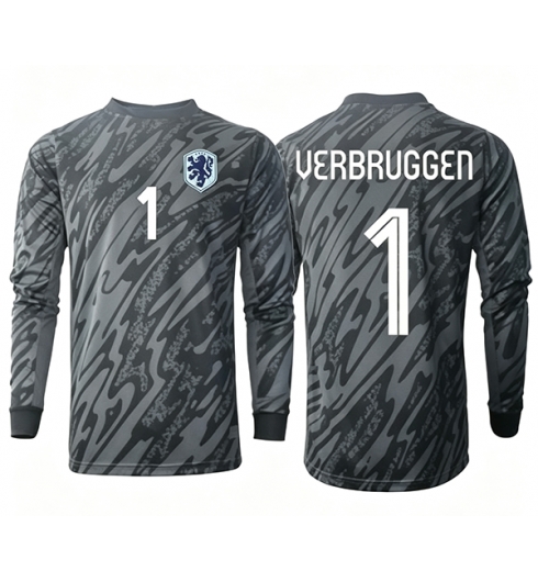 Nederland Bart Verbruggen #1 Keeper Thuis tenue WK 2026 Lange Mouwen Nederland Bart Verbruggen #1 Keeper Thuis tenue WK 2026 Lange Mouwen