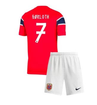 Noorwegen Alexander Sorloth #7 Thuis tenue Kids WK 2026 Voetbalshirt Korte Mouw + Shorts