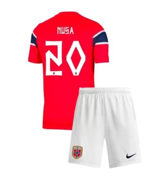 Noorwegen Antonio Nusa #20 Thuis tenue Kids WK 2026 Voetbalshirt Korte Mouw + Shorts